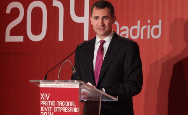 Don Felipe durante su intervención en la entrega de la XIV edición del Premio Nacional Joven Empresario